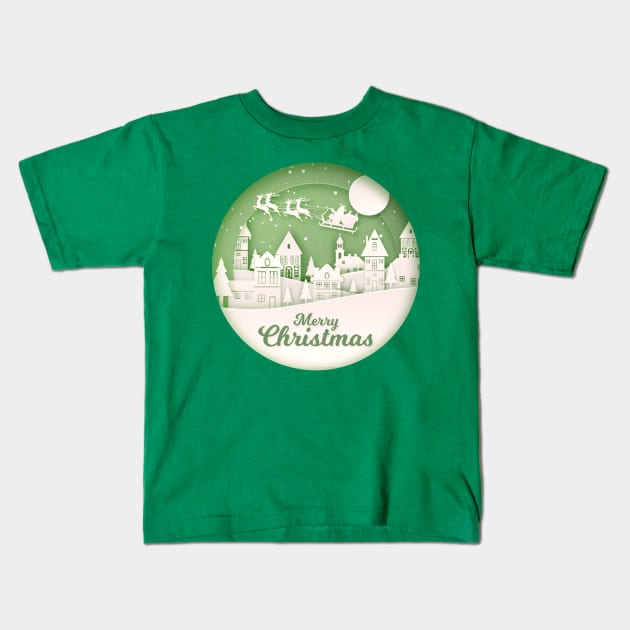 Classic Christmas Scene Kids T-Shirt by AlondraHanley